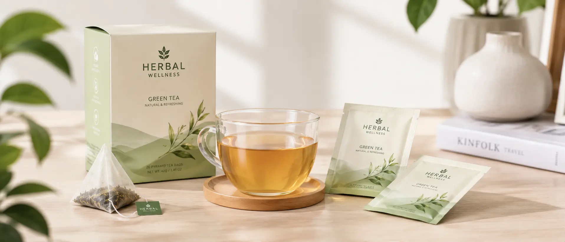 OEM and private label herbal tea bags, brew-in-cup teas, and postbiotic drinks manufactured by Guocao for global beverage and wellness brands