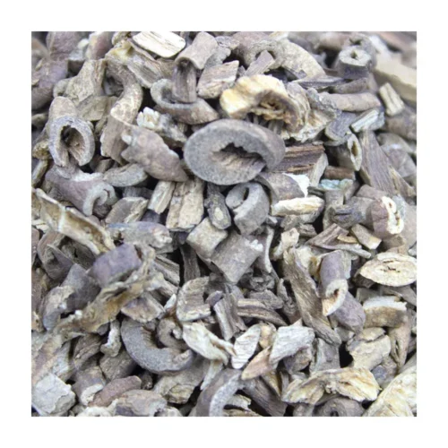 Dried acanthopanax root bark pieces showing their natural form
