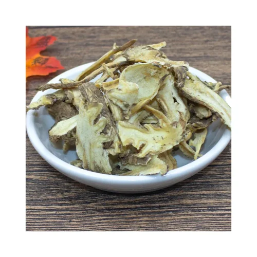 Close-up detail of angelica root slices