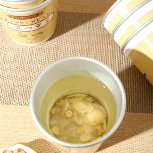 Brewing astragalus ophiopogon codonopsis herbal tea in cup