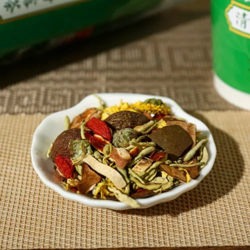 Barley cassia seed monk fruit herbal tea in cup package display