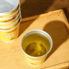 Close-up detail of barley kudzu mulberry leaf herbal tea in cup
