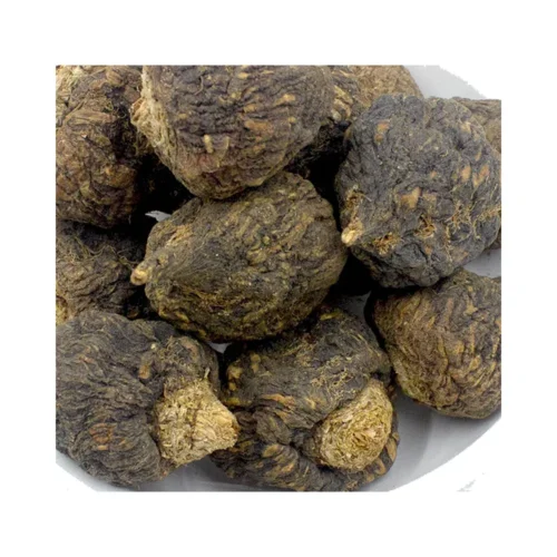 Close-up detail of black maca root