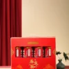 Burdock dandelion goji herbal tea in cup product display