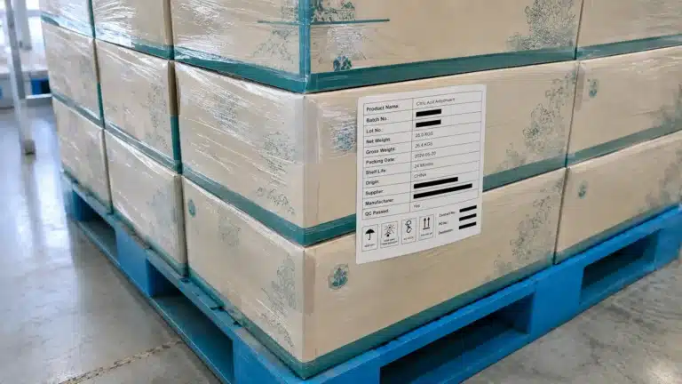Chinese herbal slices batch number label matching COA and shipment documents