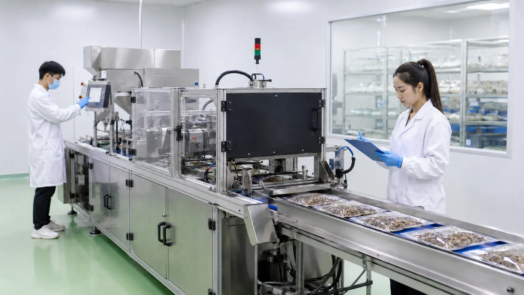 Chinese herbal slices for pharmaceutical use in labelled glass storage jars