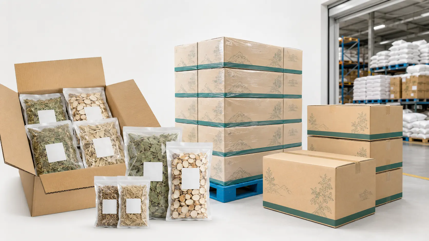 Different carton sizes and inner packing methods for Chinese herbs bulk export