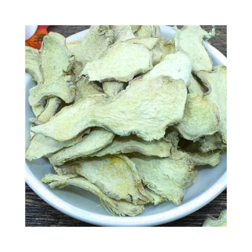 Close-up detail of dried ginger rhizome slices