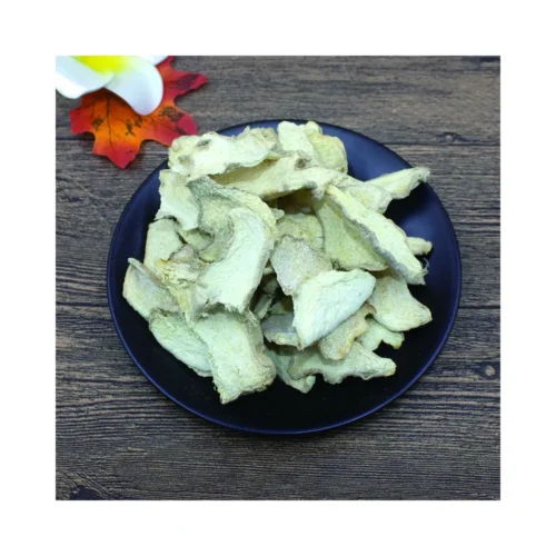 Clear view of dried ginger rhizome slices