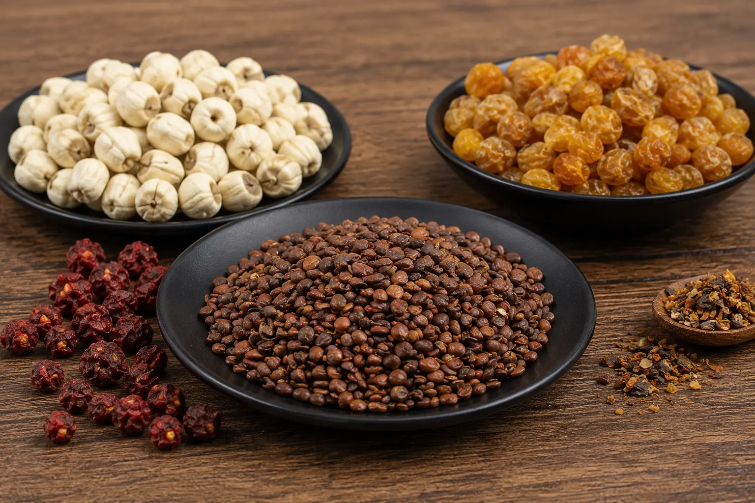 Dried fruit and seed herbal materials with batch records