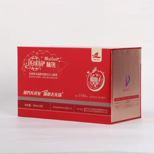 Gastrodia elata postbiotic fermented drink packaging display
