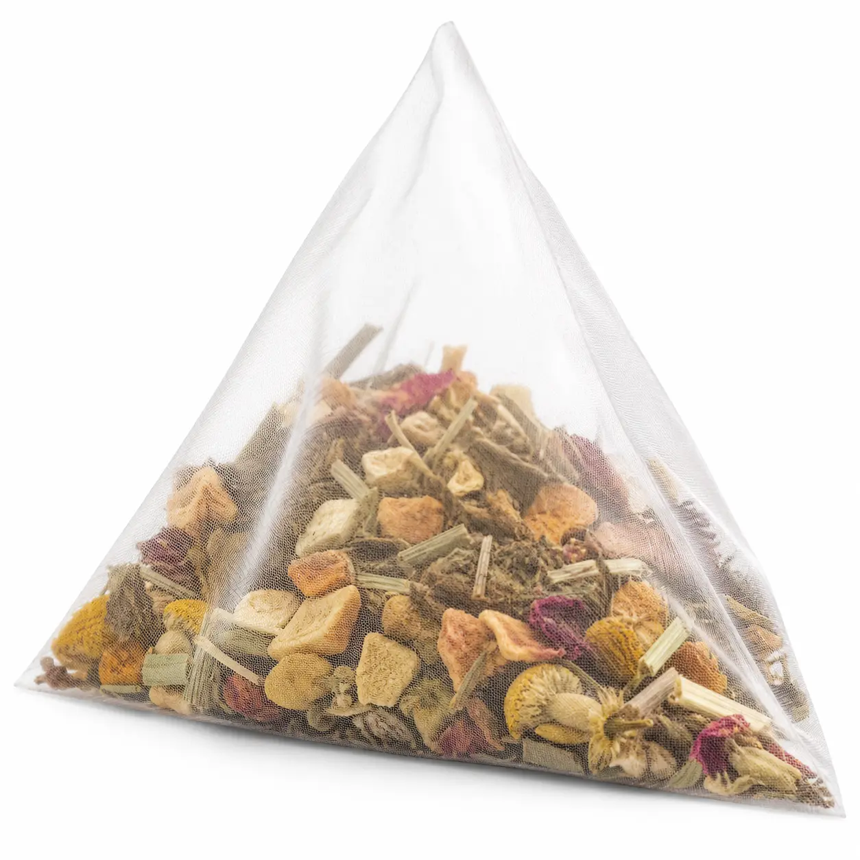 Classic rectangular filter tea bag with string and tag