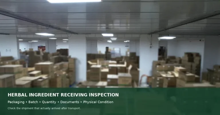 Bulk herbal ingredient cartons arriving for receiving inspection