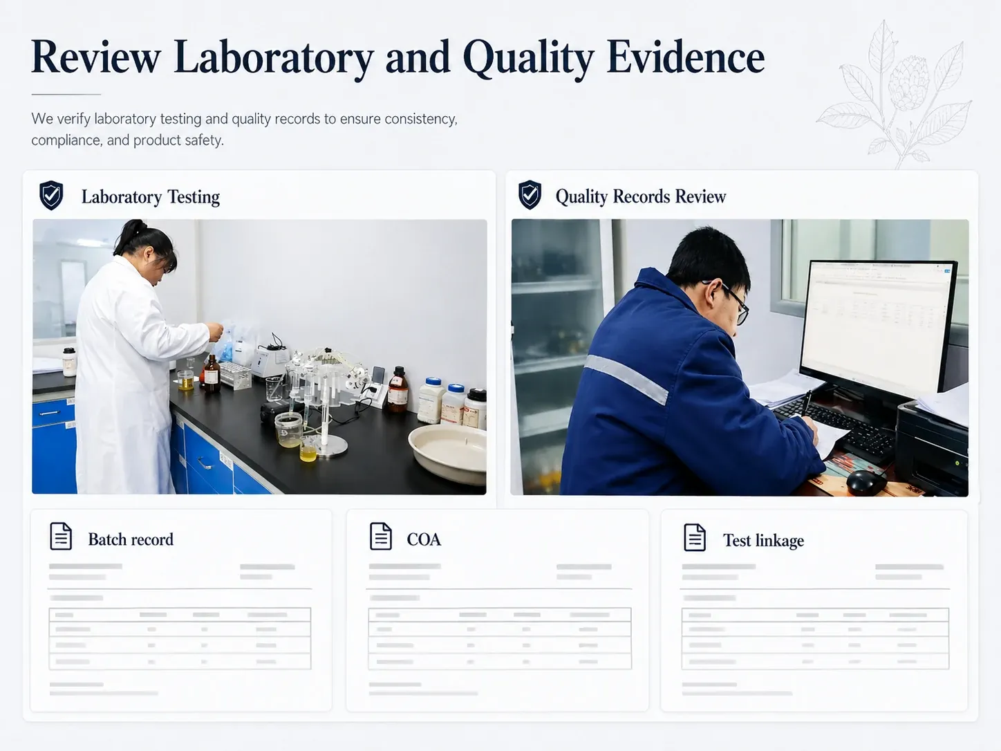Herbal supplier laboratory and real batch COA reviewed during qualification
