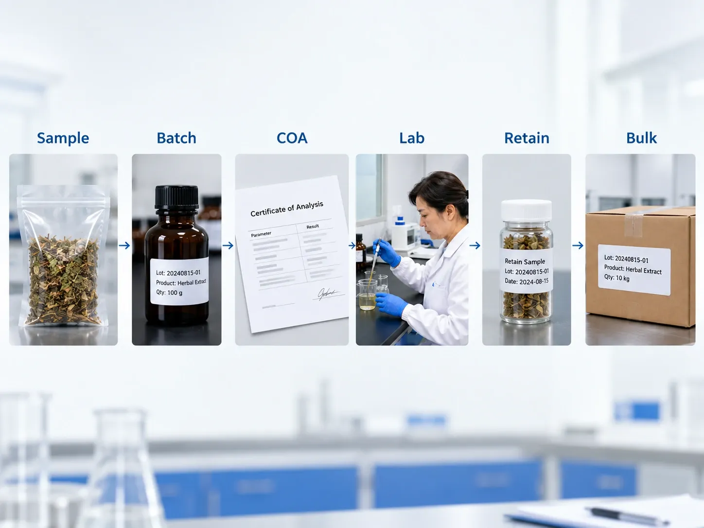 Herbal sample batch traceability