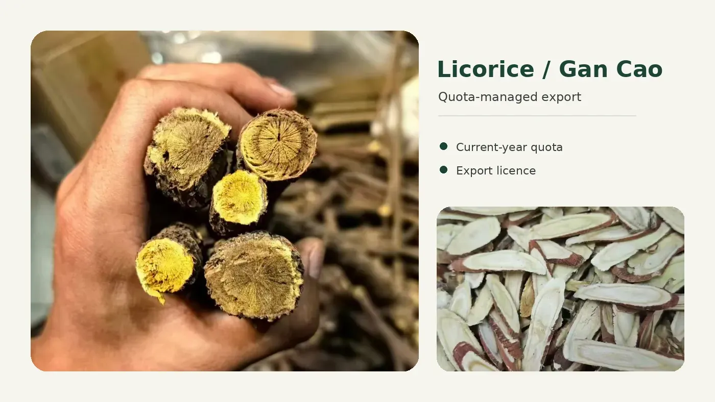 Licorice export quota China