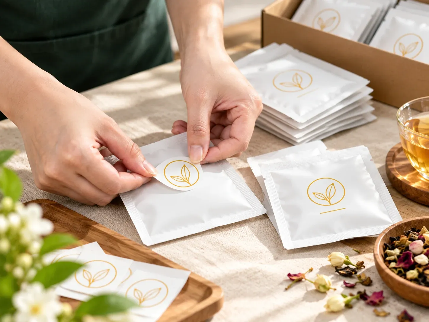 Tea bag hang tag logo proof