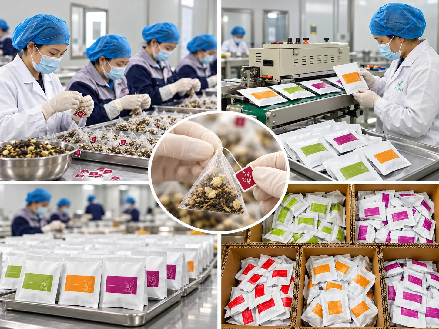 Tea bag tagging pouching factory