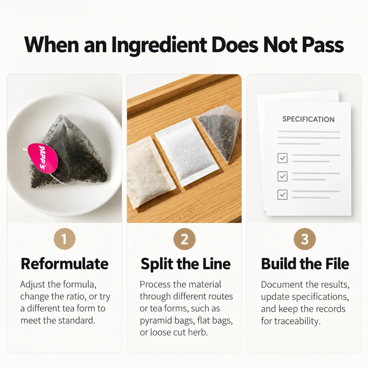Three routes when herbal ingredient does not pass